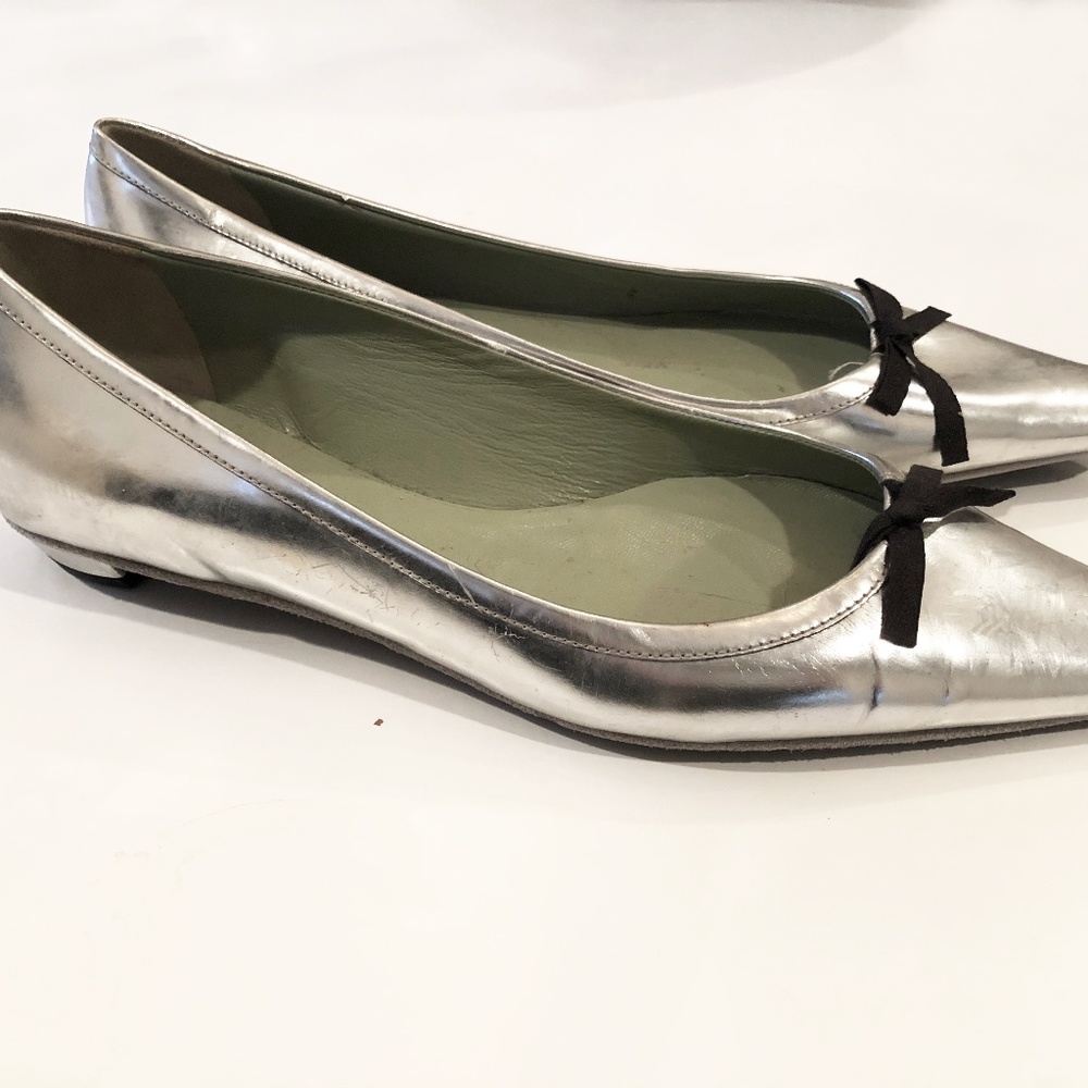 Silver Prada Flats - Picture 2 of 6